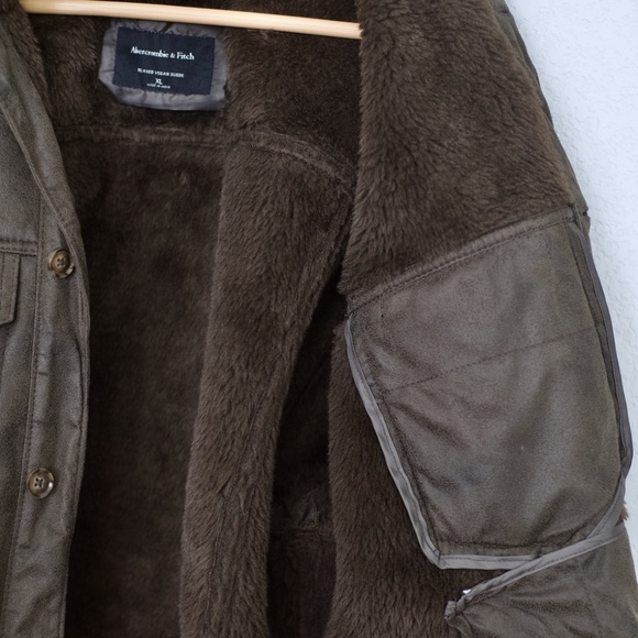 Abercrombie & Fitch Men's Relaxed Vegan Suede Lined Jacket XL - Picture 8 of 12